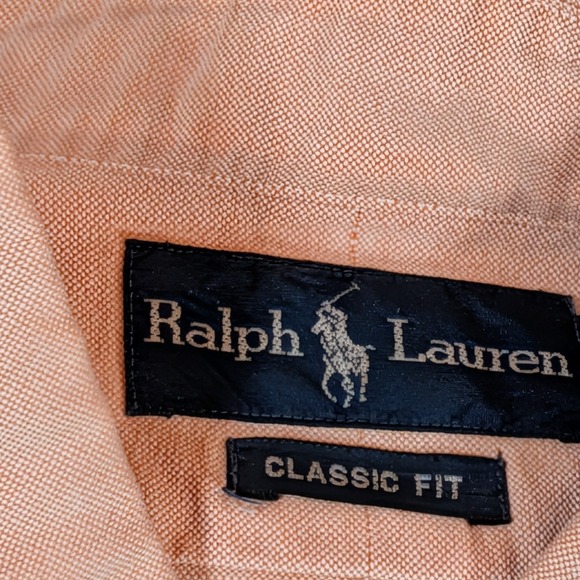 Ralph‎ Lauren Classic Fit Oxford Button Down Shirt Coral Flesh Pony Logo Mens XL - Picture 6 of 8